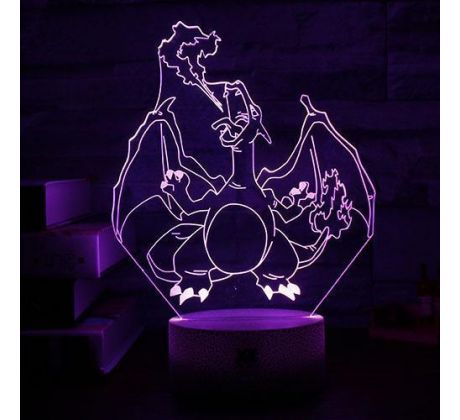 Beling 3D lampa,Charizard, 7 farebná S477