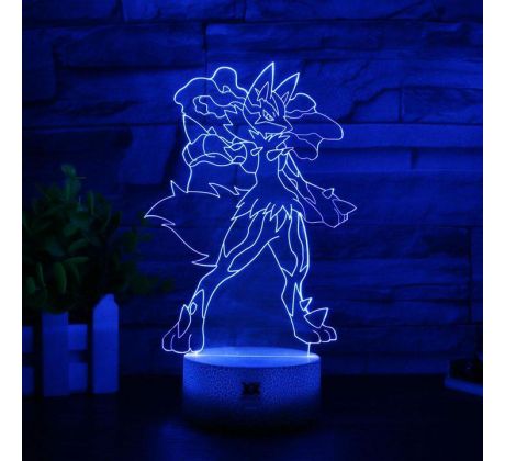 Beling 3D lampa, Mega Lucario, 7 farebná 9V