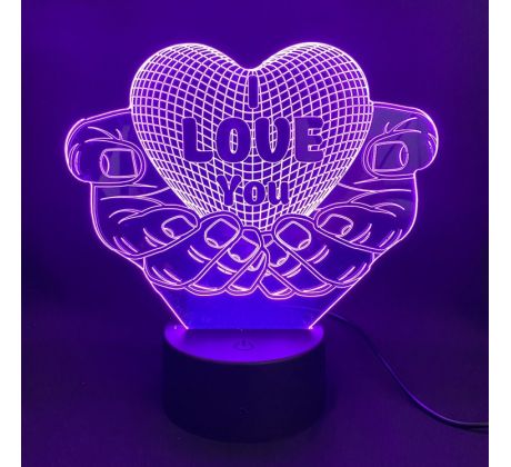 Beling 3D lampa, Valnetínske srdce v ruke 7 farebná S30KW785C