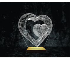 Beling 3D lampa, Dvojité valentínske srdce, 7 farebná S30KW700G
