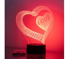 Beling 3D lampa, Valentínka dvojité srdce, 7 farebná S30KW7PL9J5