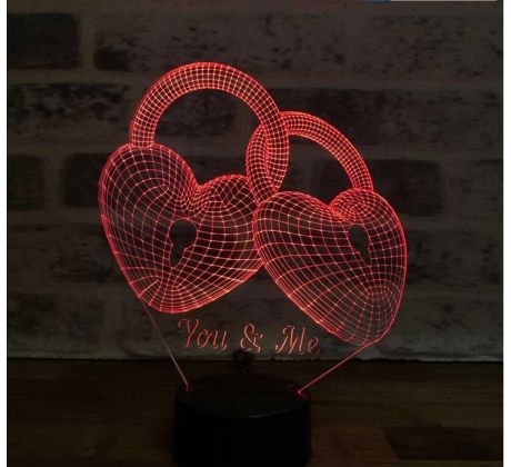 Beling 3D lampa, Zamknuté Valentínske srdcia, 7 farebná S30JAW2Y8
