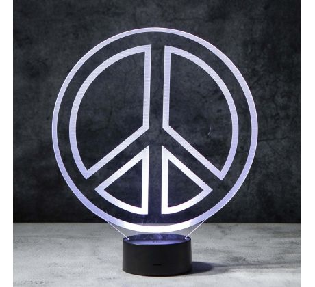 Beling 3D lampa, Svetový mier-symbol, 7 farebná S312DD5
