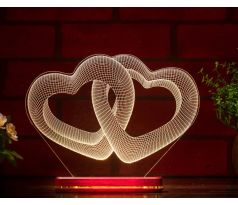 Beling 3D lampa, spojené Valentínske srdcia, 7 farebná ZZ8P5