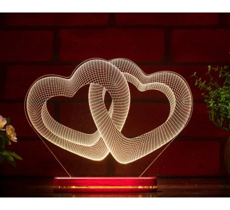 Beling 3D lampa, spojené Valentínske srdcia, 7 farebná ZZ8P5
