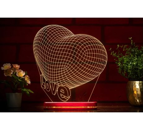 Beling 3D lampa, Valentínka srdce, 7 farebná GV2
