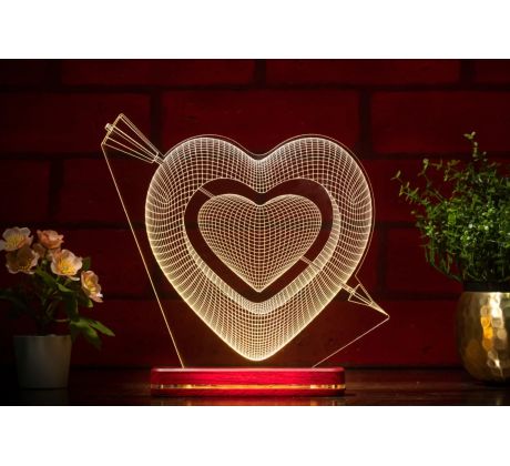 Beling 3D lampa, dve prepichnuté srdcia Valentínka, 7 farebná GV3