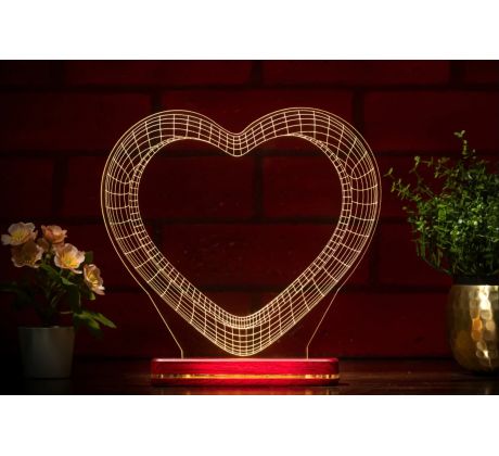 Beling 3D lampa, veľké Valentínske srdce, 7 farebná GV5