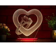 Beling 3D lampa, Valentín srdce s prsteňom 7 farebná GV7
