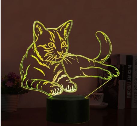 Beling 3D lampa, Ležiaca mačka, 7 farebná S4ASC313