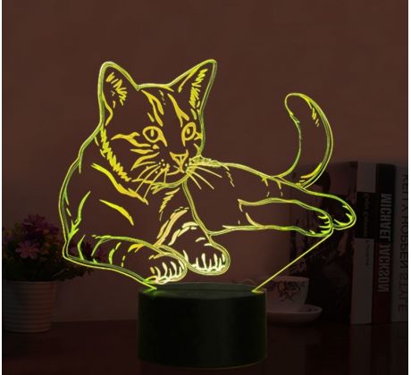 Beling 3D lampa, Ležiaca mačka, 7 farebná S4ASC313