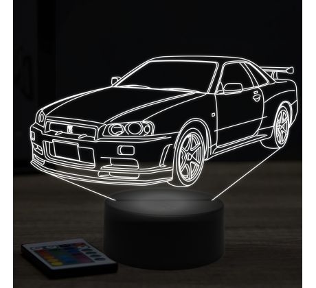 Beling 3D lampa,nissan GTR R34, 7 farebná Y113