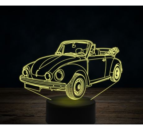 Beling 3D lampa, Volkswagen kever cabrio, 7 farebná VW43