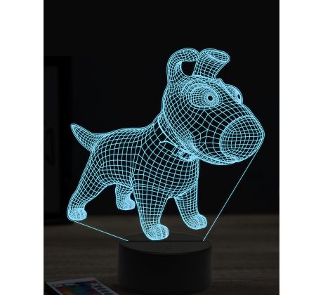 Beling 3D lampa, kreslený pes, 7 farebná OR8