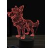 Beling 3D lampa, kreslený pastiersky pes, 7 farebná OR9