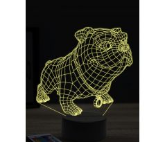 Beling 3D lampa, vtipný bulldog,7 farebná OR14