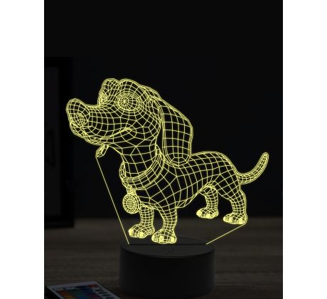 Beling 3D lampa, vtipný jazvečík,7 farebná OR17