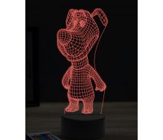 Beling 3D lampa, stojaci kreslený pes, 7 farebná OR32