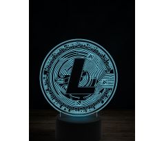 Beling 3D lampa,Litecoin, 7 farebná JRV1