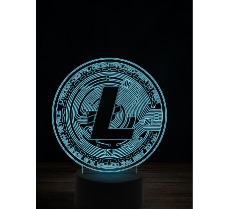 Beling 3D lampa,Litecoin, 7 farebná JRV1