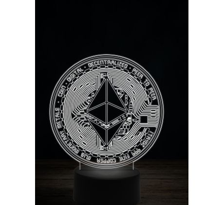 Beling 3D lampa,Ethereum, 7 farebná JRV2