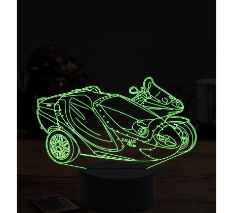 Beling 3D lampa,Zeus motorka zo sajdkárou, 7 farebná ZZ70