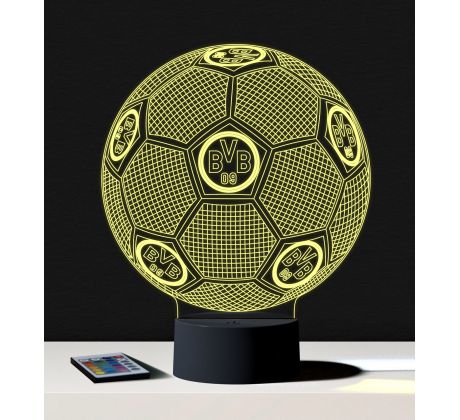 Beling 3D lampa,lopta s logom BVB Borussia Dortmund, 7 farebná S460