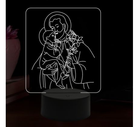 Beling 3D lampa, Svätý Jozef, 16 farebná, AA1