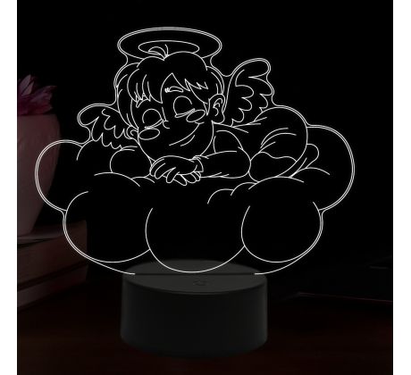 Beling 3D lampa, Spiaci anjel, 16 farebná,AA5