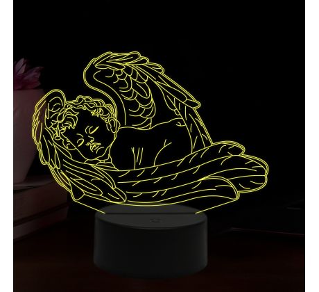 Beling 3D lampa, Spiaci anjel dieťa, 16 farebná,AA6