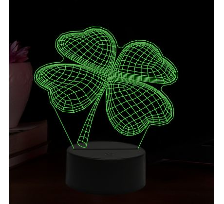 Beling 3D lampa, Štvorlístok, 16 farebná,AA8