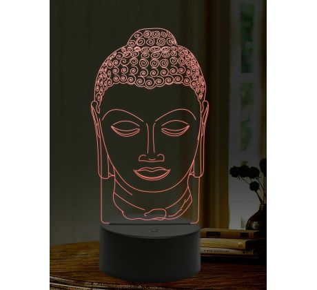 Beling 3D lampa, Hlava Budhu, 16 farebná,AA45