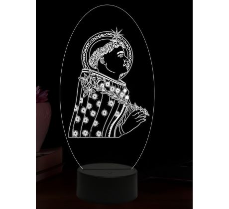 Beling 3D lampa, Svätý Dominik, 16 farebná,AA93