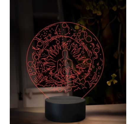 Beling 3D lampa, Meditujúca postava, 16 farebná, M02