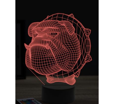 Beling 3D lampa, Bulldog head, 16 farebná, PS08
