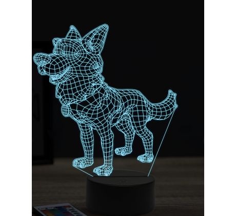 Beling 3D lampa, Cartoon Shepherd dog, 16 farebná, PS10