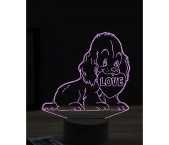 Beling 3D lampa, Dog heart love 1, 16 farebná, PS12