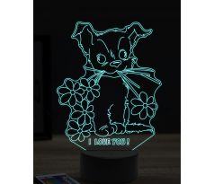 Beling 3D lampa, Dog love flowers, 16 farebná, PS13