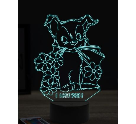 Beling 3D lampa, Dog love flowers, 16 farebná, PS13