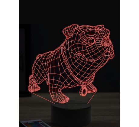 Beling 3D lampa, Funny Bulldog, 16 farebná, PS15