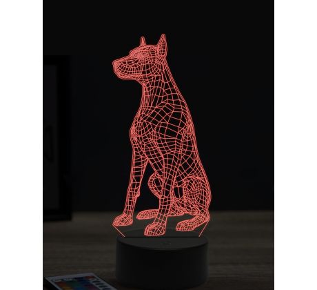 Beling 3D lampa, Sitting doberman dog, 16 farebná, PS36
