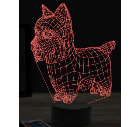 Beeling 3D lampa, Yorkie dog, 16 farebná, PS43